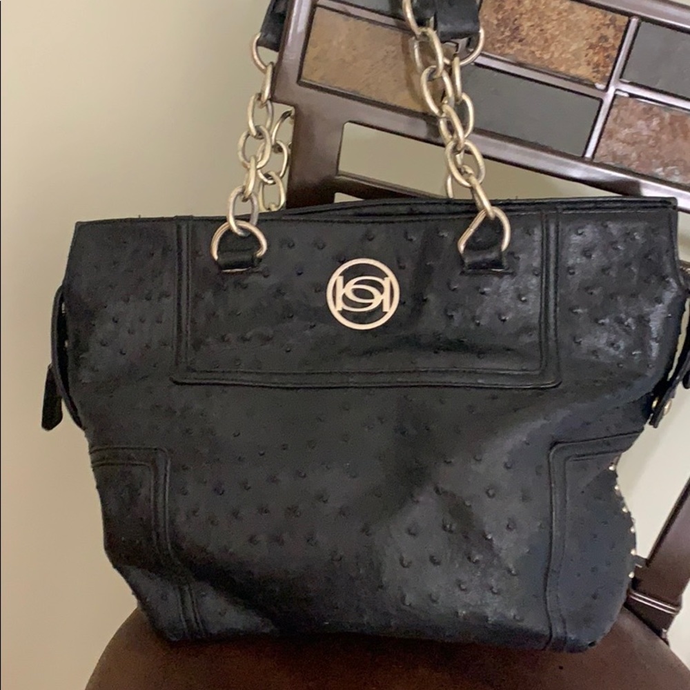 Black Bebe leather handbag chain/leather straps